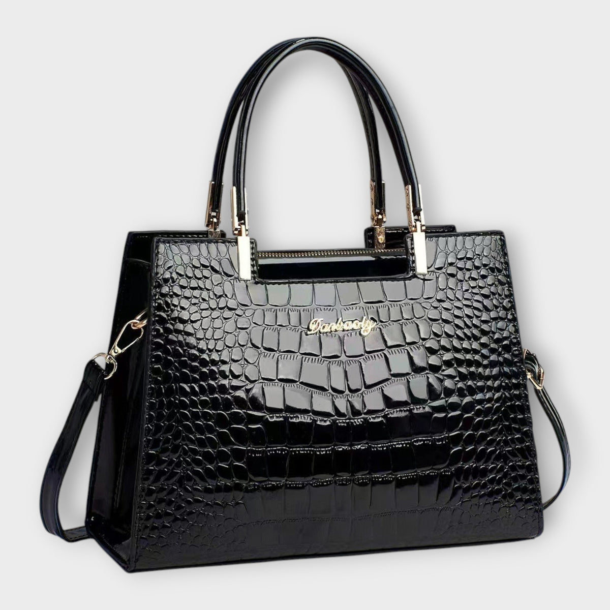 Darevo | Glossy Crocodile Pattern Handbag