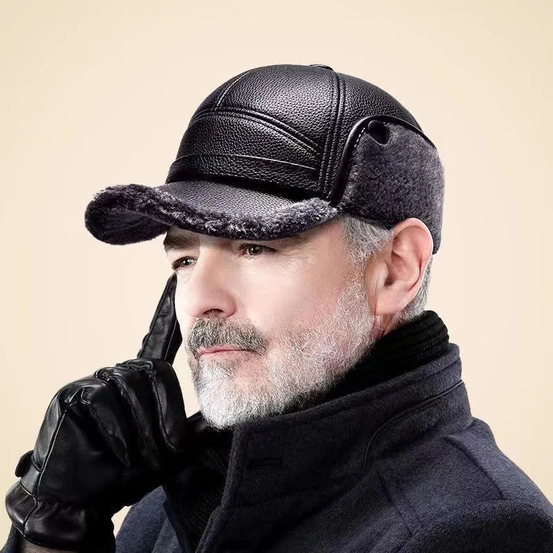 Derrick | Fur Leather Cap