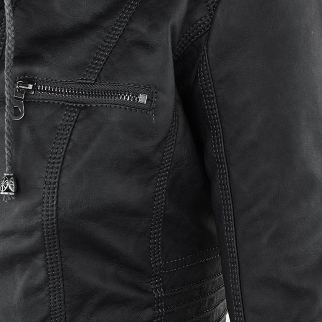 Darevo | Modern Leather Jacket with Hood