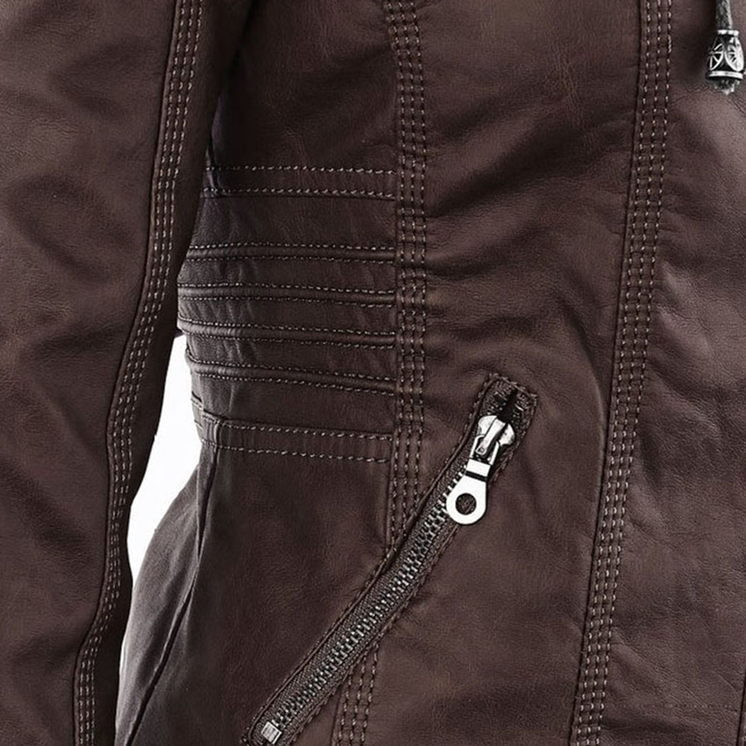 Darevo | Modern Leather Jacket with Hood