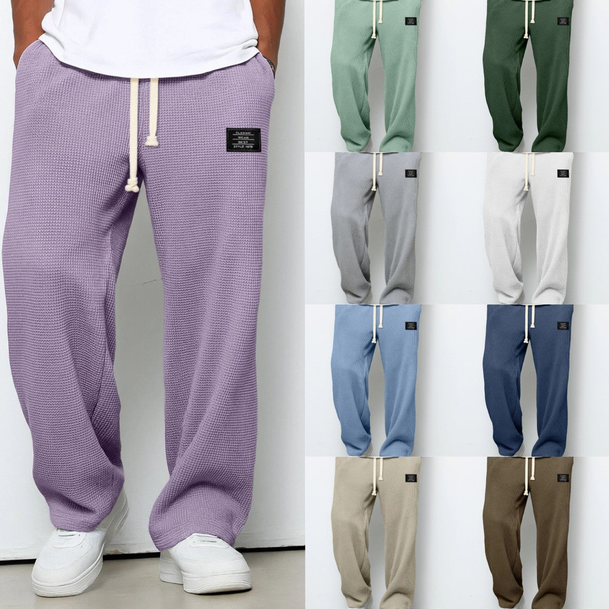Roger | Casual Waffle Knit Pants with Drawstring