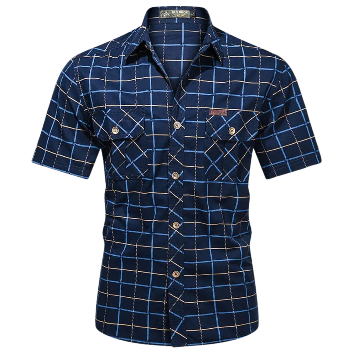 Darevo | Elegant Short Sleeve Checkered Shirt