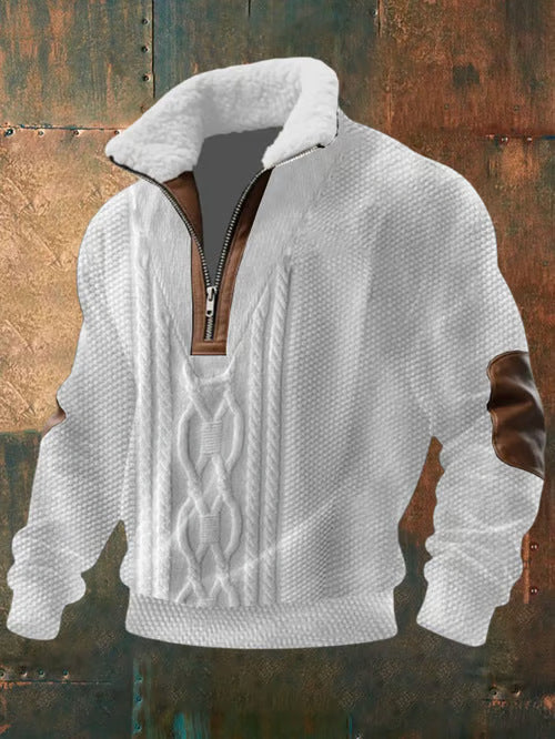 Edgar | Zip-Up Sweater with a High Fur-Trimmed Collar