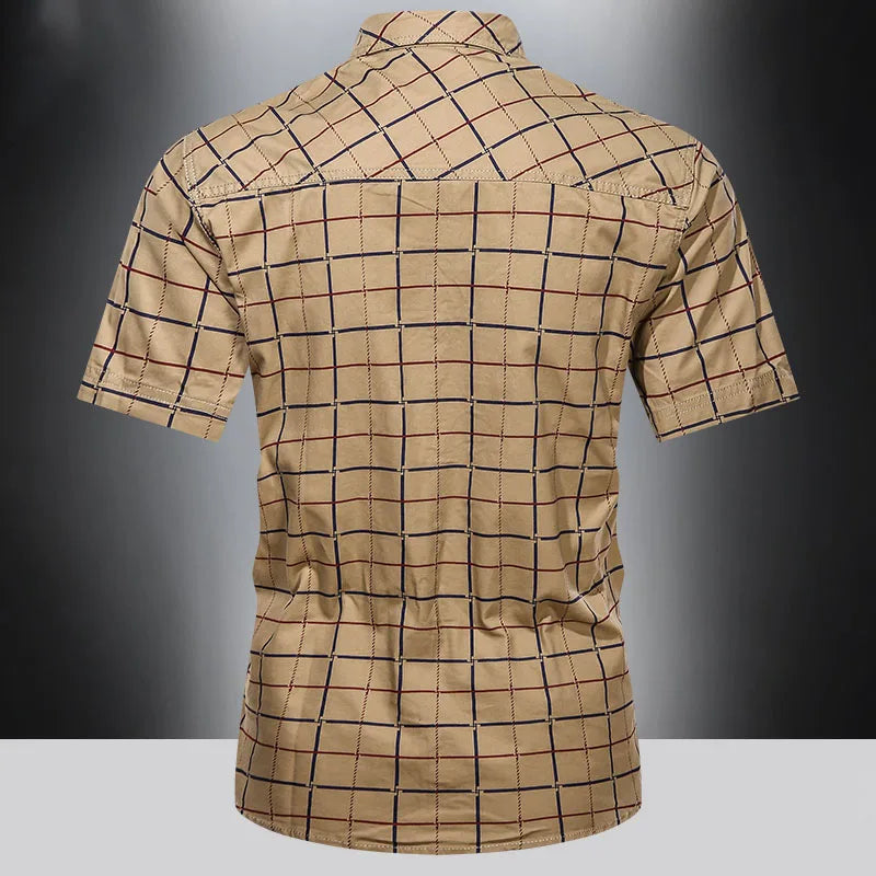 Darevo | Elegant Short Sleeve Checkered Shirt