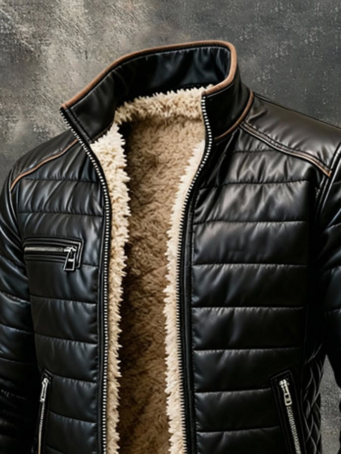 Miles | BLACK QUILTED JACKET WITH SHERPA LINING