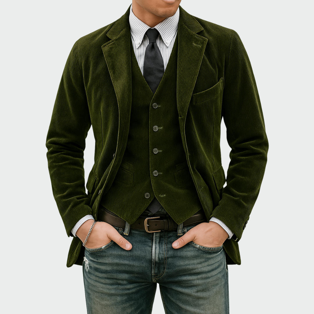 Keegan | Men's Velvet Blazer & Waistcoat Set