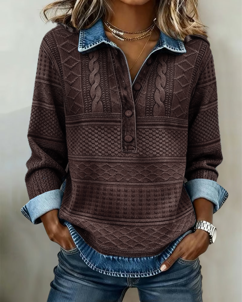 Grace  |Trendy Sweatshirt with Half Button and Collar