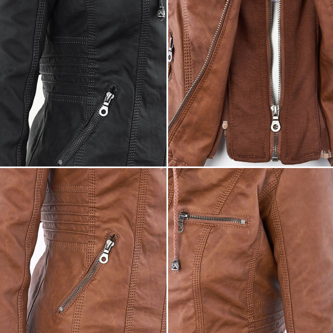 Darevo | Modern Leather Jacket with Hood