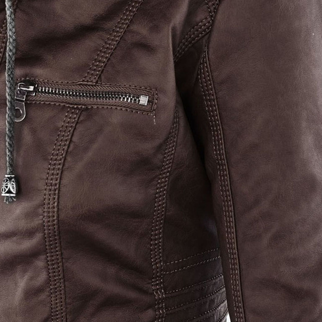 Darevo | Modern Leather Jacket with Hood