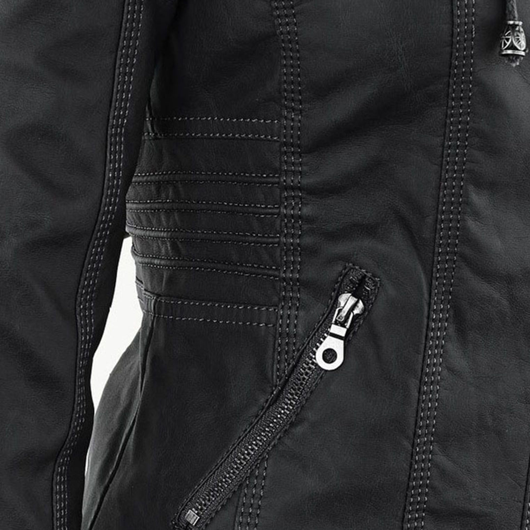Darevo | Modern Leather Jacket with Hood