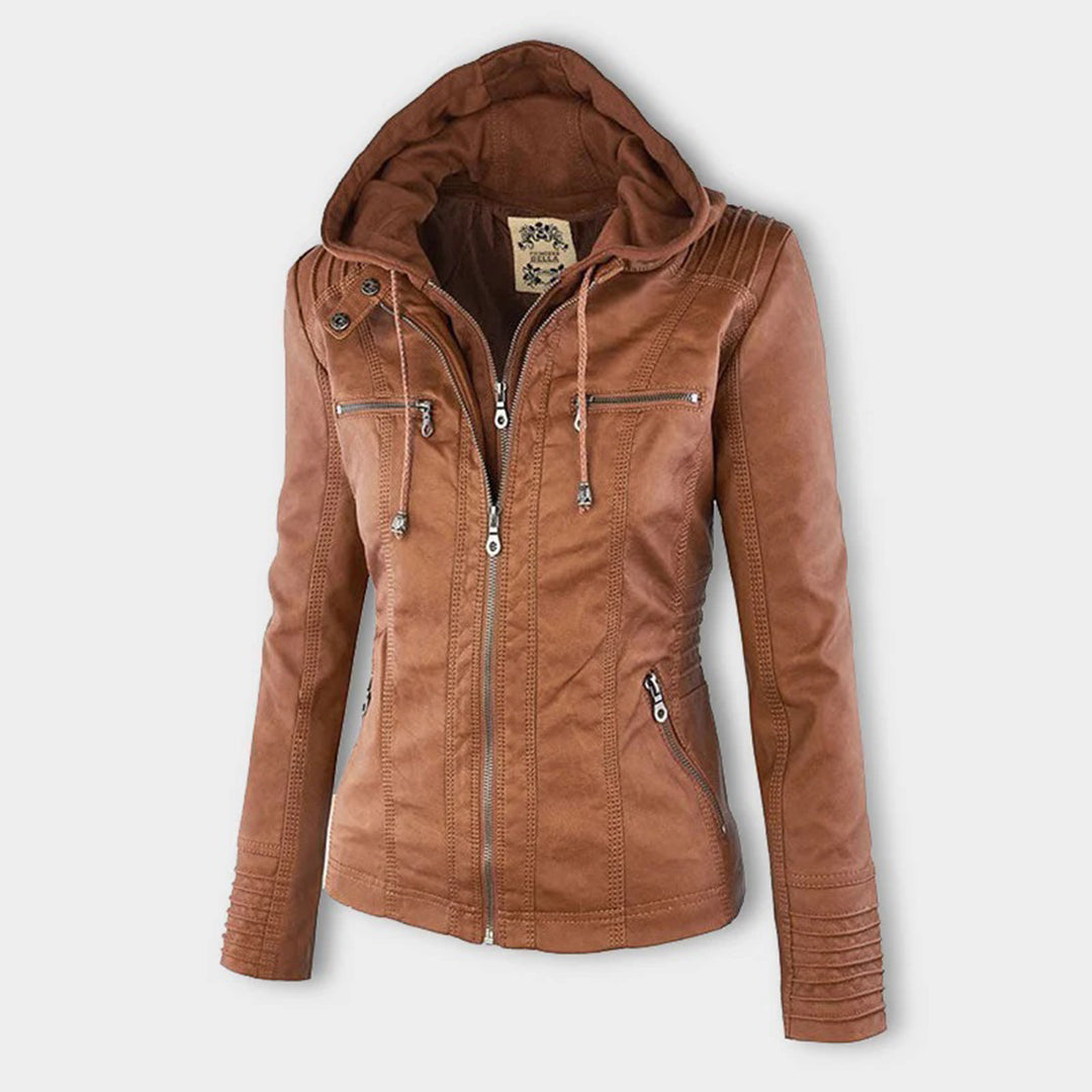 Darevo | Modern Leather Jacket with Hood