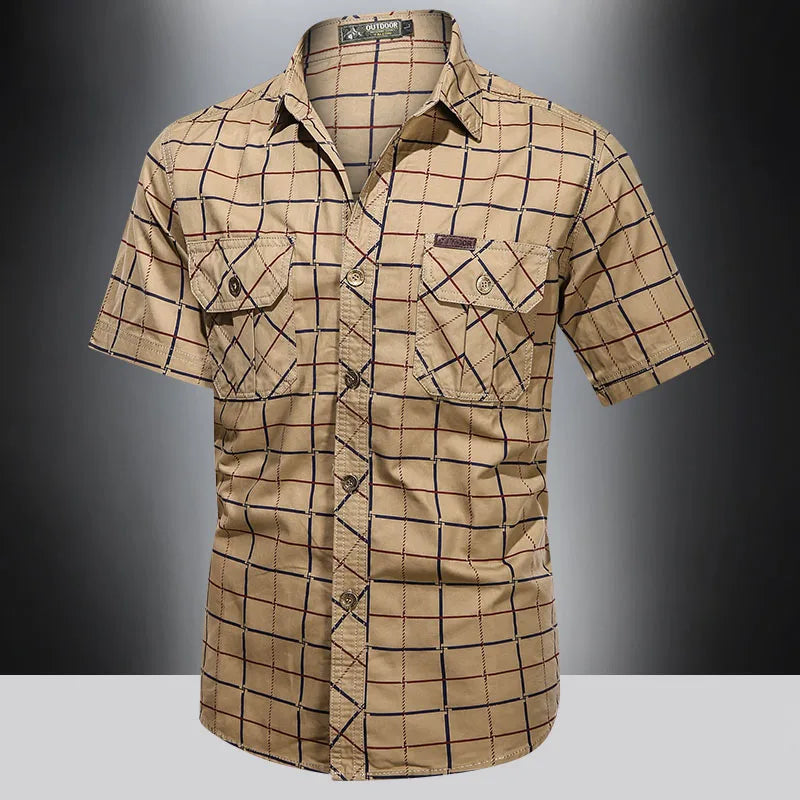 Darevo | Elegant Short Sleeve Checkered Shirt