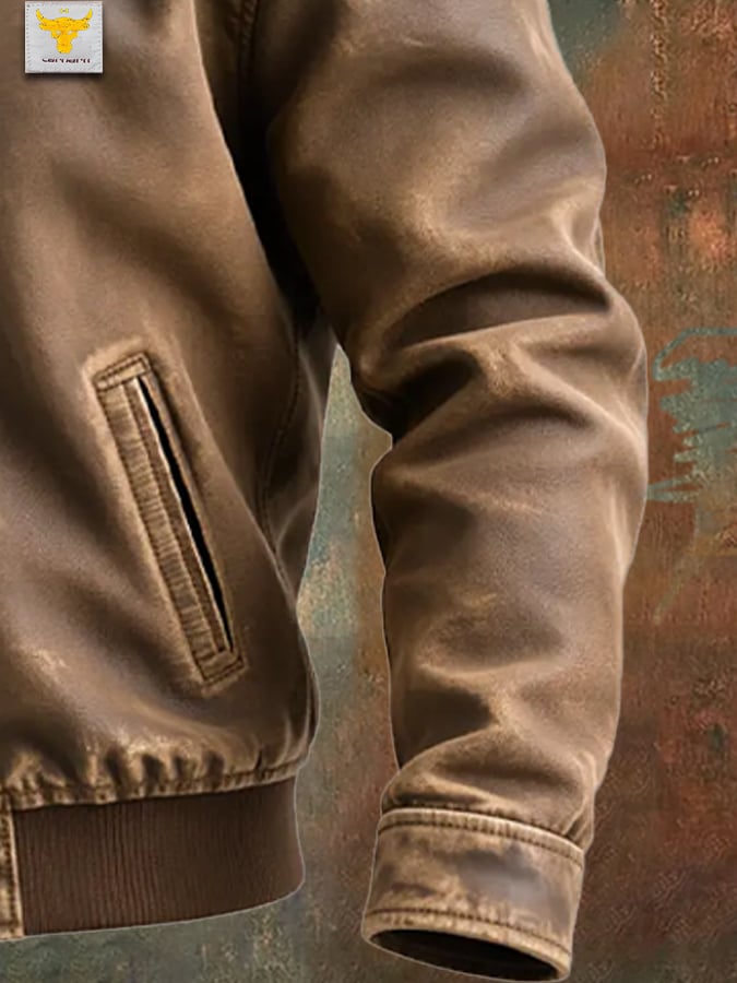 Braden | BROWN AGED LEATHER JACKET WITH CLASSIC CUT
