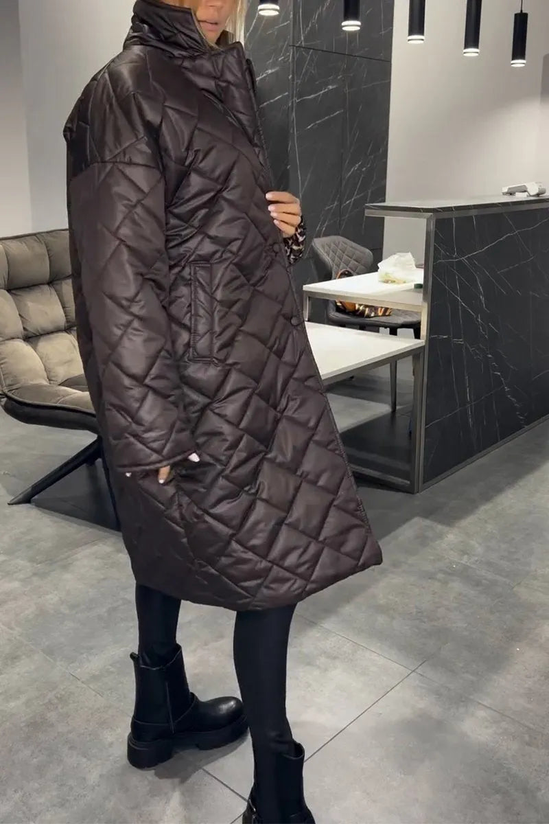 Darevo | Reversible Quilted Coat with Leopard Print Lining