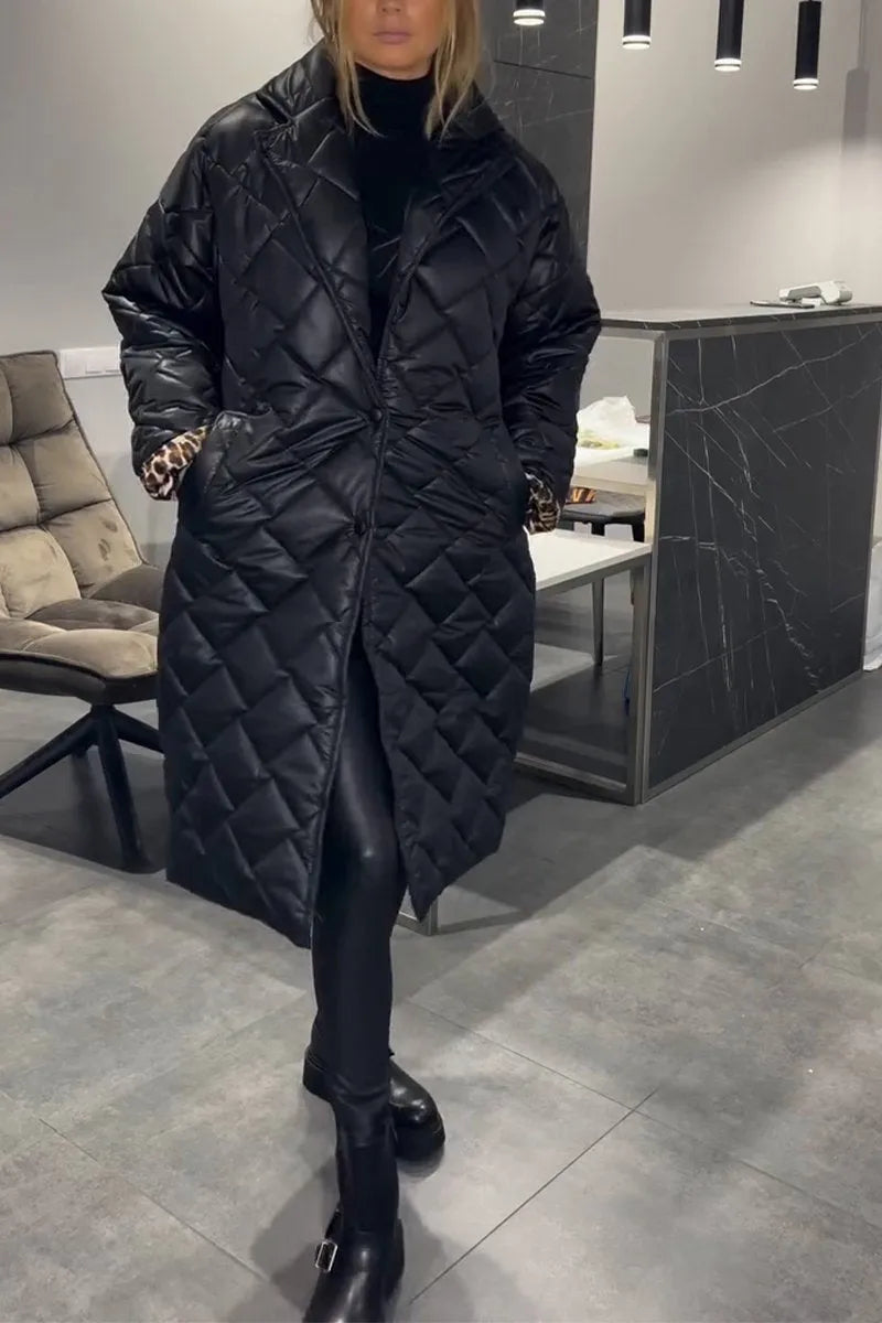 Darevo | Reversible Quilted Coat with Leopard Print Lining